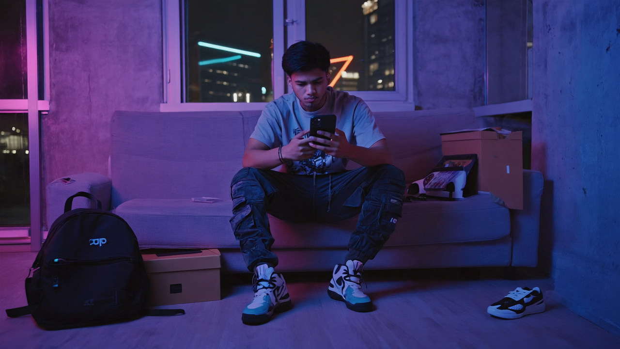 Frustrated scrolling streetwear